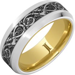 The Viking Serinium Engraved Ring with Hidden Gold Interior
