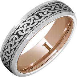 Serinium Ring Celtic Three Knot Design, Rose Gold Interior and Milgrain Edge
