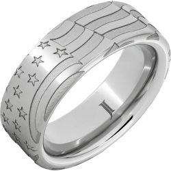 Old Glory - Serinium Men's Ring with American Flag Engraving