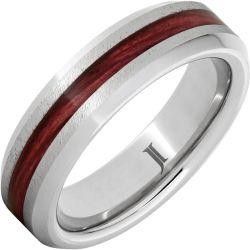 Barrel Aged Serinium Ring with Cabernet Wood Inlay and Grain Finish