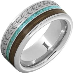 Barrel Aged Serinium Ring with Turquoise and Bourbon Inlays