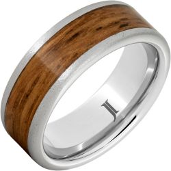 Barrel Aged Serinium Ring with Rye Whiskey Wood Inlay and Stone Finish