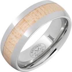 National Pastime Collection Serinium Ring with Vintage Maple Baseball Bat Wood Inlay