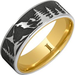 Hidden Gold 10k Inlay Serinium Mountain Pine Forest Ring