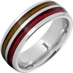 Double Barrel Barrel Aged Serinium Ring with Bourbon and Cabernet Inlays