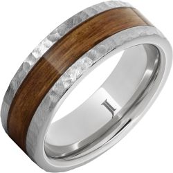 Barrel Aged Serinium Ring with Bourbon Inlay and Moon Crater Finish