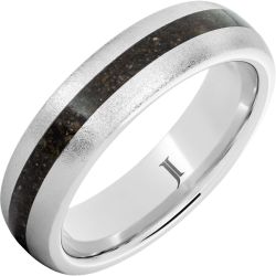 Serinium Ring with Grey Dinosaur Fossil Bone Inlay