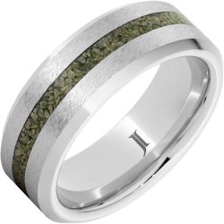 Serinium Ring with Rare Green Fossil Dinosaur Bone Inlay