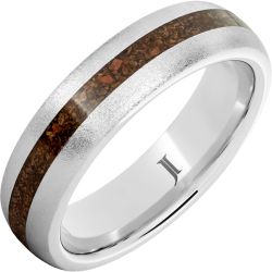 Serinium Ring with Therapod Dinosaur Fossil Bone Inlay and Stone Finish
