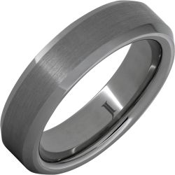 Rugged Tungsten Beveled Edge Ring with Satin Finish