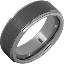 Rugged Tungsten Men's Ring with Sandblast Finish