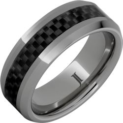 Black Ice Rugged Tungsten Black Carbon Fiber Inlay Ring