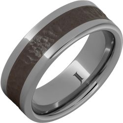 Java Jive - Rugged Tungsten Ring With Brown Ceramic Inlay