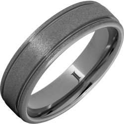 Rugged Tungsten Ring with Stone Finish