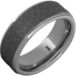 Rugged Tungsten Moon Crater Carved Sandblast Ring