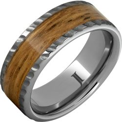Barrel Aged Rugged Tungsten Ring with Single Malt Scotch Wood Inlay