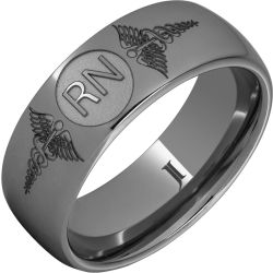 Rugged Tungsten Ring With Caduceus - Registered Nurse