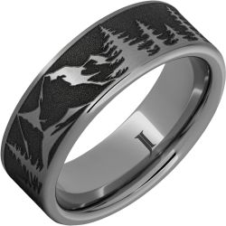 Rugged Tungsten Mountain Pine Forest Ring