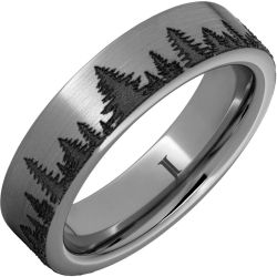 Rugged Tungsten Forest Scene Ring with Satin Finish