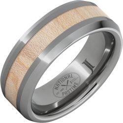 National Pastime Collection Rugged Tungsten Ring with Vintage Maple Baseball Bat Wood Inlay