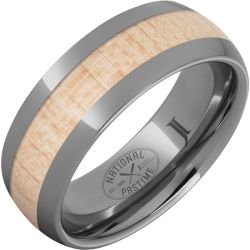 National Pastime Collection Rugged Tungsten Ring with Vintage Maple Baseball Bat Wood Inlay