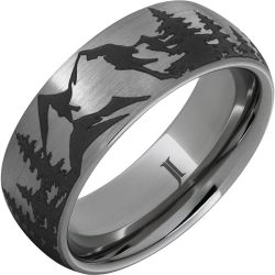 Rugged Tungsten Mountain Pine Forest Ring With Satin Finish