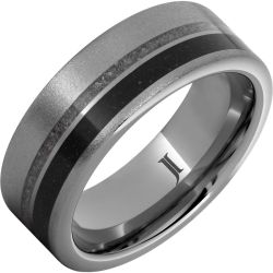 Shifting Sands - Rugged Tungsten White and Black Sand Inlay Ring