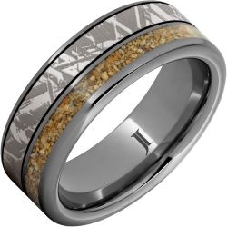 Chicxulub - Rugged Tungsten Dinosaur Fossil Inlay Ring