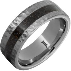 Rugged Tungsten Ring with Grey Dinosaur Bone Inlay
