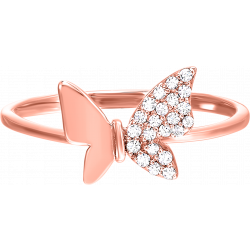 Rose Gold Butterfly Diamond Ring