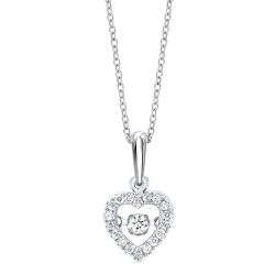 10kt White Gold Diamond Rhythm of Love Heart Pendant 1/5ctw