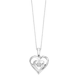 Sterling Silver Diamond Rhythm of Love Heart Fashion Pendant 1/50ct