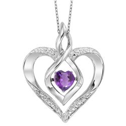 Silver Diamond & Created Amethyst Pendant 1/4gtw