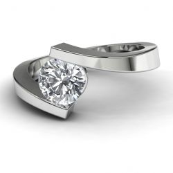 14K White Gold Engagement Ring Front View