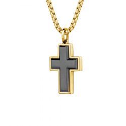 Black and Gold Plated Stainless Steel Edge Cross