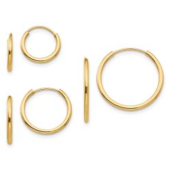 Sprout 14k Madi K Polished Endless Hoop 3 Pair Earring Set