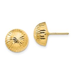 Pixie Bloom 14k Madi K Polished & Diamond-Cut 10mm Button Post Earrings