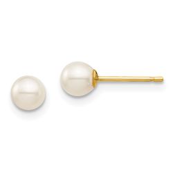Cricket Star 14k Madi K 4-5mm White Round Freshwater Cultured Pearl Post Earrings with Silicone Backs