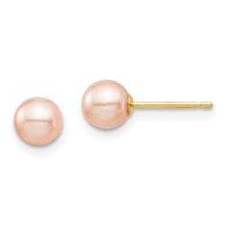 Whimsy Puff 14k Madi K 5-6mm Pink Round Freshwater Cultured Pearl Stud Post Earrings with Silicone Backs