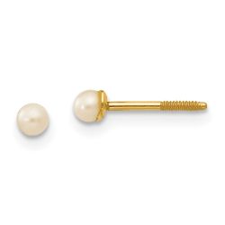 Glow Shine 14k Madi K 2.5-3.5mm White Button Freshwater Cultured Pearl Screwback Post Earrings