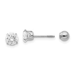 Twinkle Cloud 14k Madi K White Gold 5mm CZ and 4mm Ball Reversible Earrings