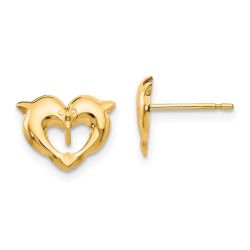 Wiggle Pop 14k Madi K Heart Dolphins Post Earrings