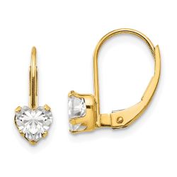 Sparkle 14k Madi K CZ Heart Leverback Earrings