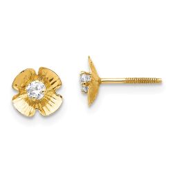 Cuddles Boo 14k Madi K Flower 2.5mm CZ Post Earrings