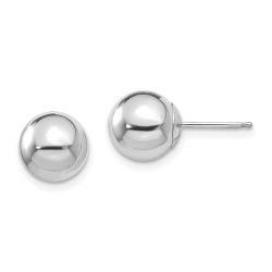 Fluffy Spark 14k White Gold Madi K Polished 8mm Ball Post Earrings