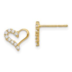 Kitten Drift 14k Madi K CZ Heart Post Earrings