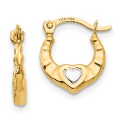 Sunny 14K Madi K w/Rhodium Heart Hollow Hoop Earrings