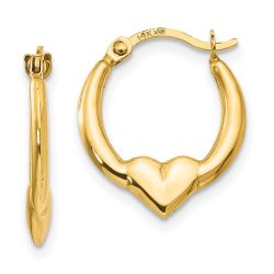 Sparkle 14k Madi K Heart Hoop Earrings