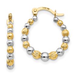 Giggles 14K Madi K w/Rhodium Beaded Hoop Earrings