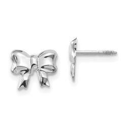 Minnie Wink 14k White Gold Madi K Rhodium-plated Bow Screwback Post Earrings